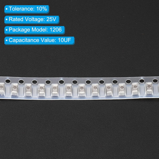 1206 Ceramic Chip Capacitor Assorted Kit, (20 Pack) 10UF 25V 10% 